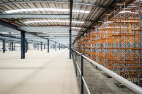 Mezaanine and racking in large industrial logistics hub