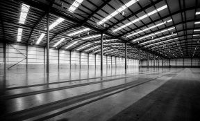 Large industrial space. Big empty logistics shed