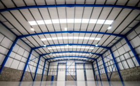 Interior of empty warehouse trade counter in Essex