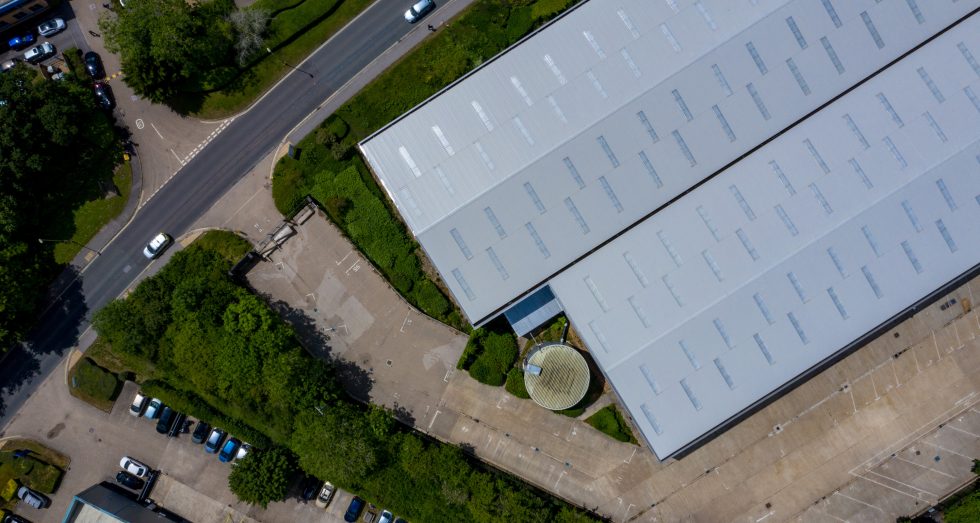 Drone Photo Warehouse Plan View From above