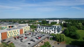 drone photo aerial image office block