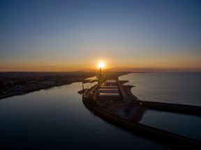 Sunrise over Shoreham Power station by DJI Mavic drone