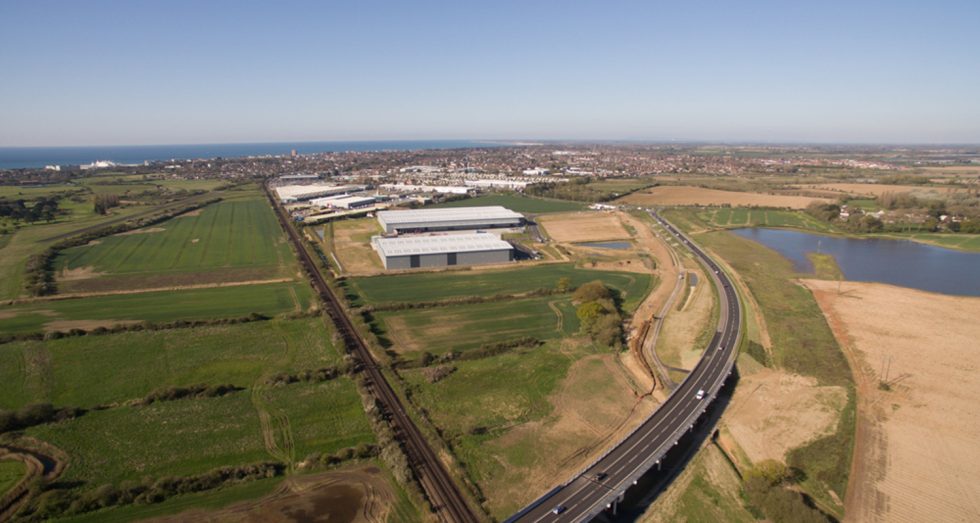 Drone photo of land site for sale Bognor Regis Rolls Royce