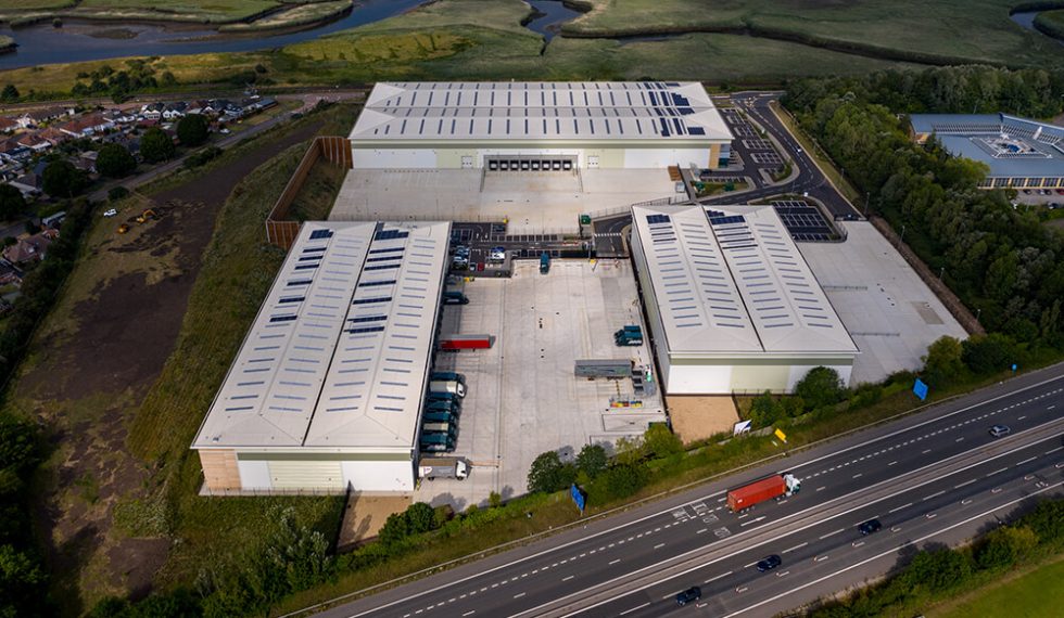 Aerial photo of warehouses 