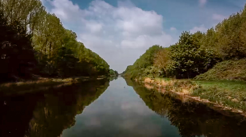 summertime canal drone video