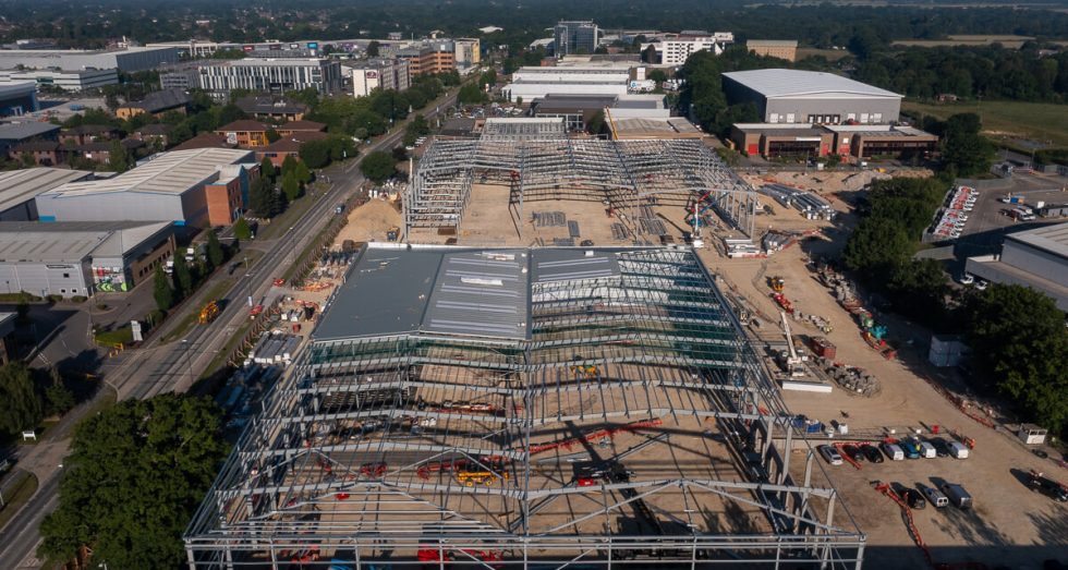 Aerial photo Construction site Manor Royal Industrial space