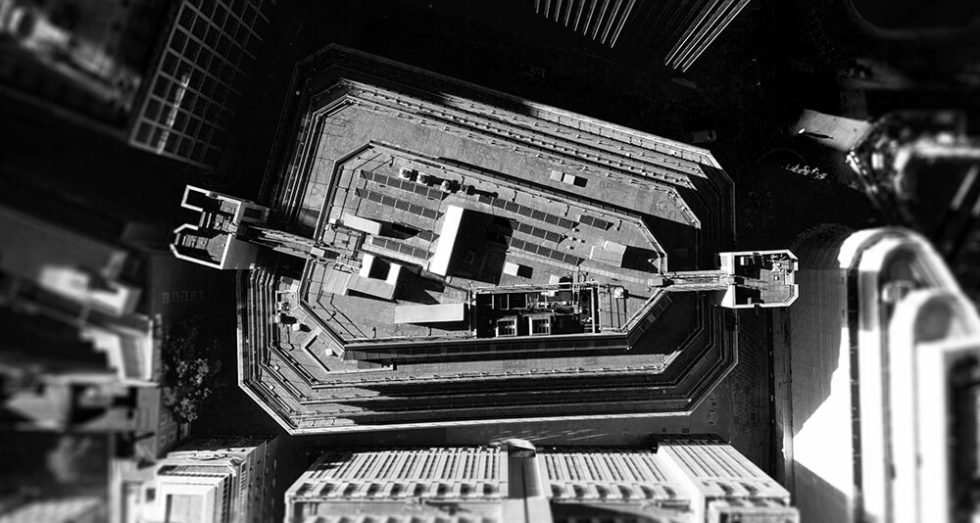 Architecture survey photo by drone of skyscraper